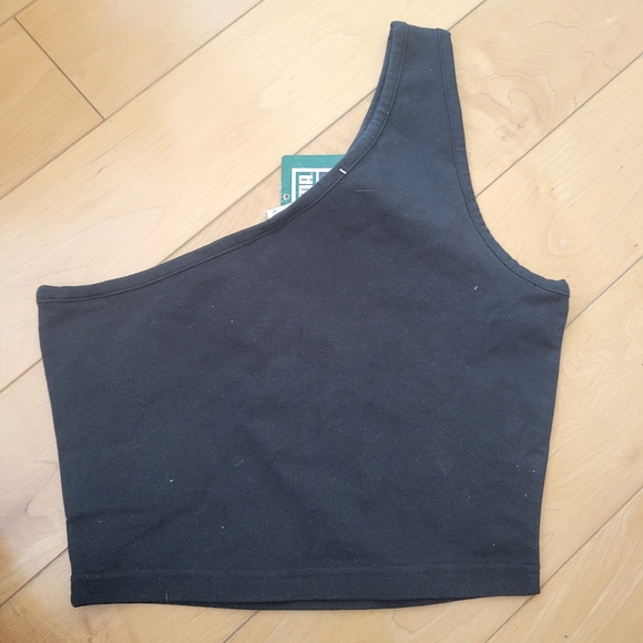 Puma Black One-Shoulder Crop Top Sports Bra NWT - Picture 3 of 3